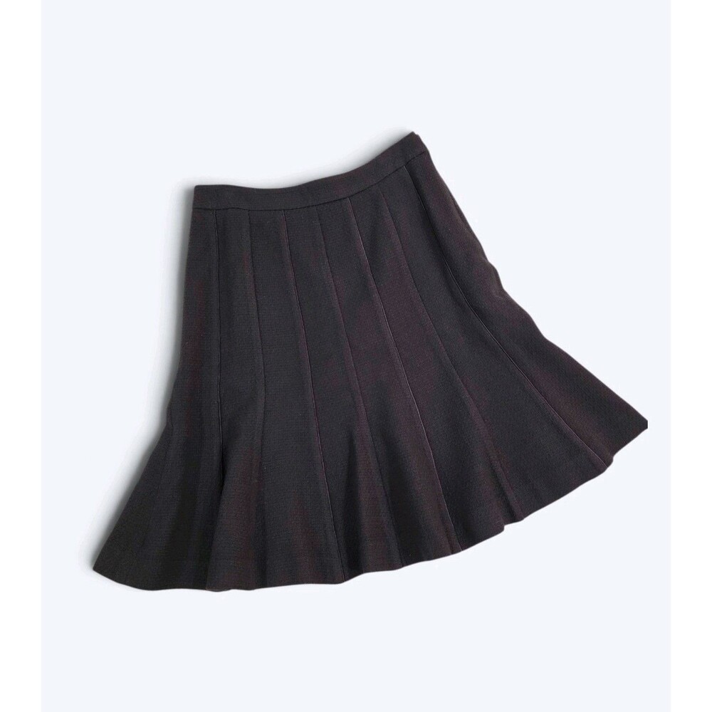 Ryan New York Pleated Knit Skirt Brown Wool Fall Winter US 6 UK 10 AU 10